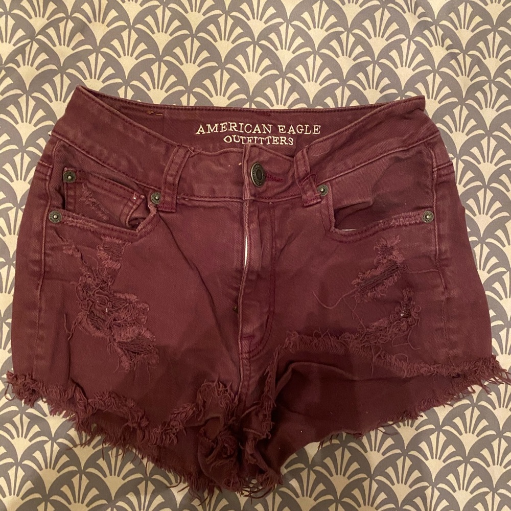 Maroon High Rise Shorts. Size 0